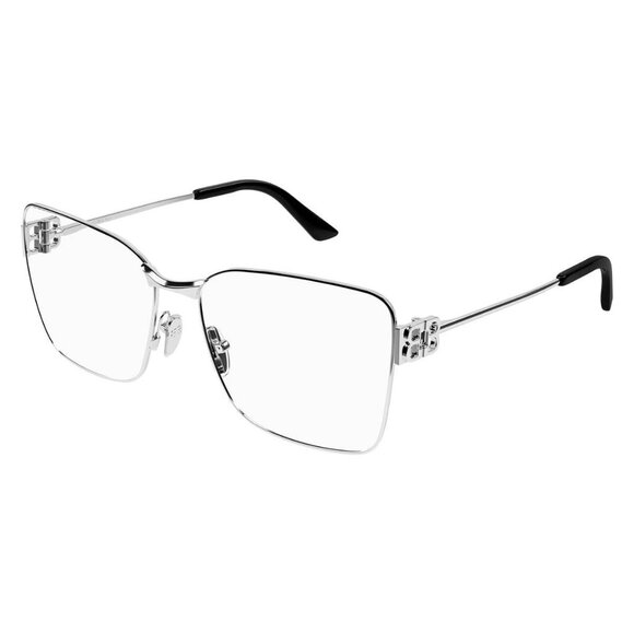 New Authentic  BALENCIAGA Everyday Silver Square BB0339O 002 Glasses Women - Picture 1 of 4